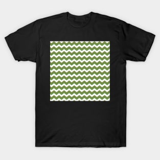 Brown Green White Zig Zag Chevron Pattern T-Shirt